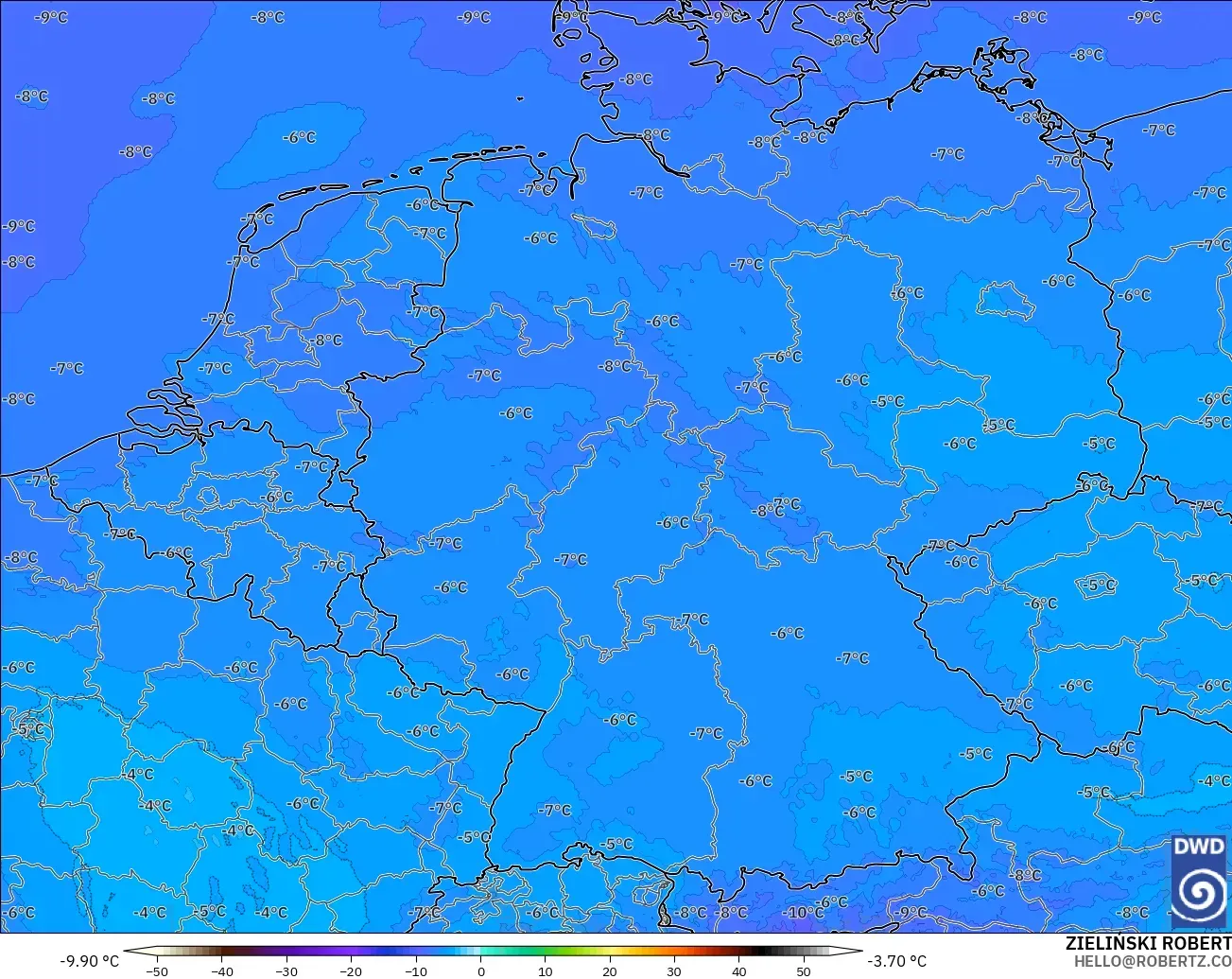 ICON Alemania 2 km modelo - Alemania, Temperatura a 500 hPa