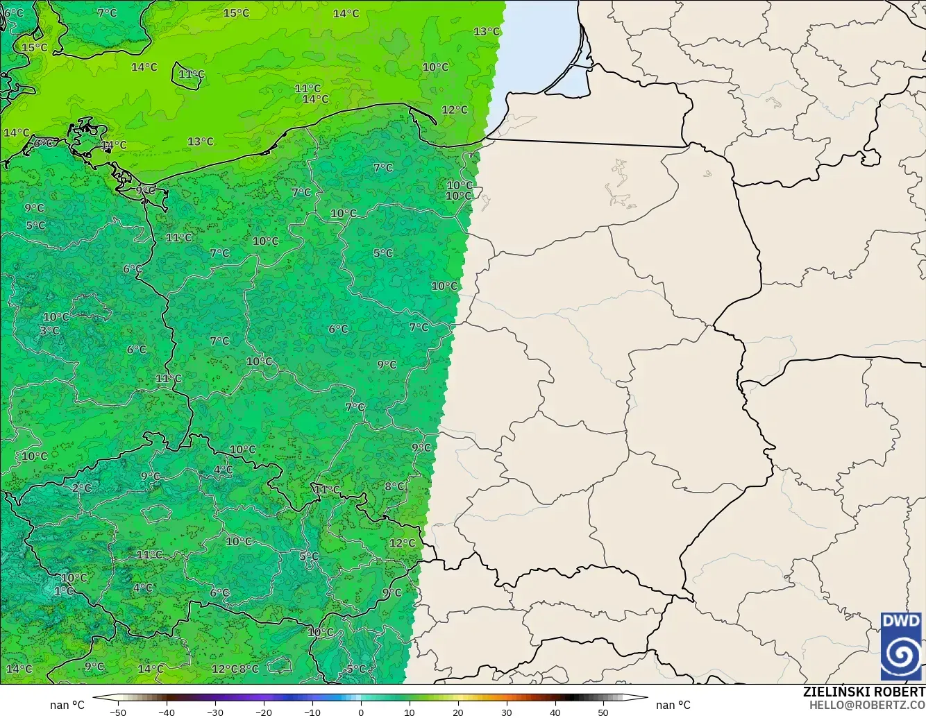 ICON Alemania 2 km modelo - Polonia, Punto de rocío a 2 m