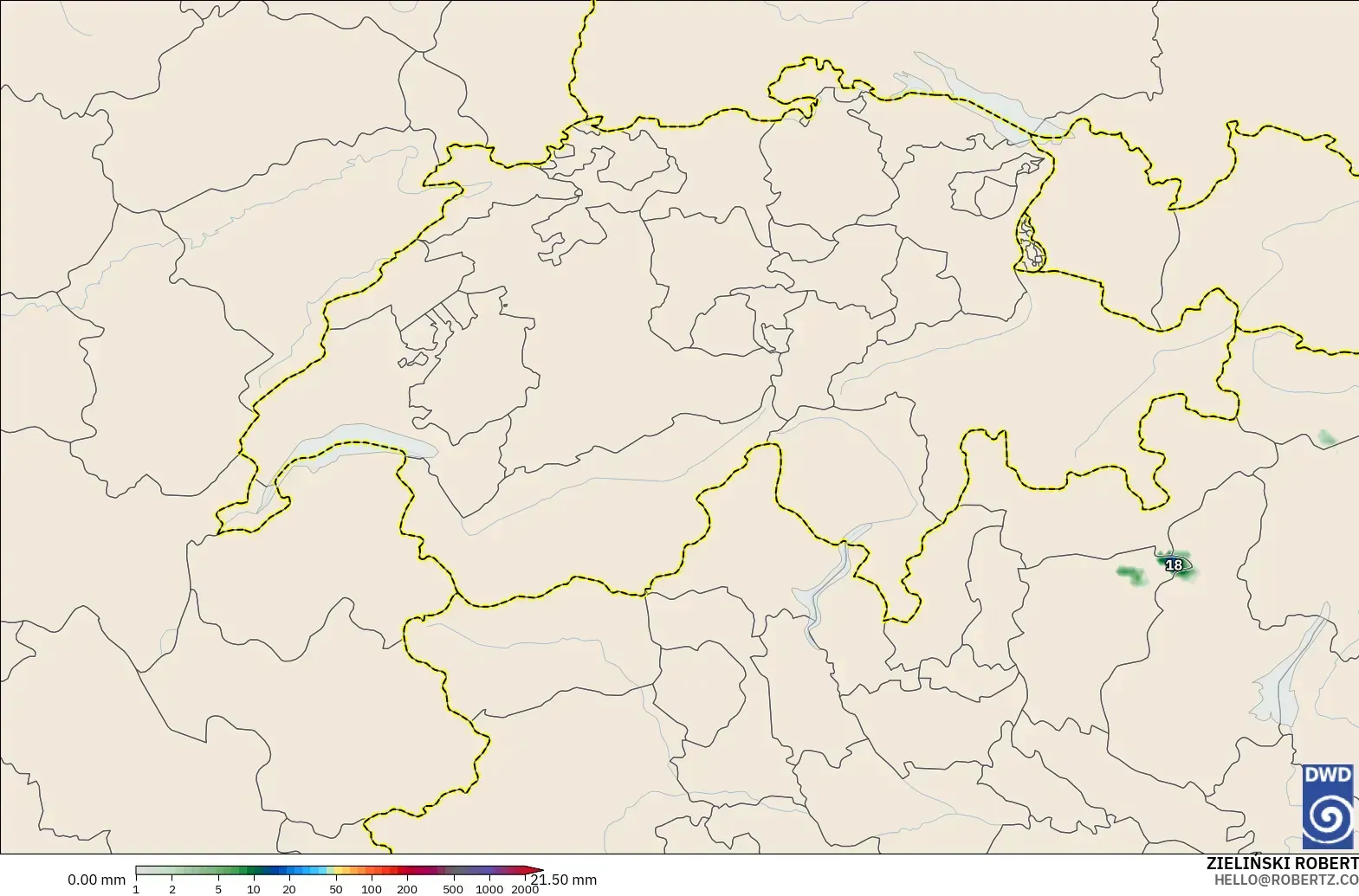 ICON Alemania 2 km modelo - Suiza, Acumulación de precipitación
