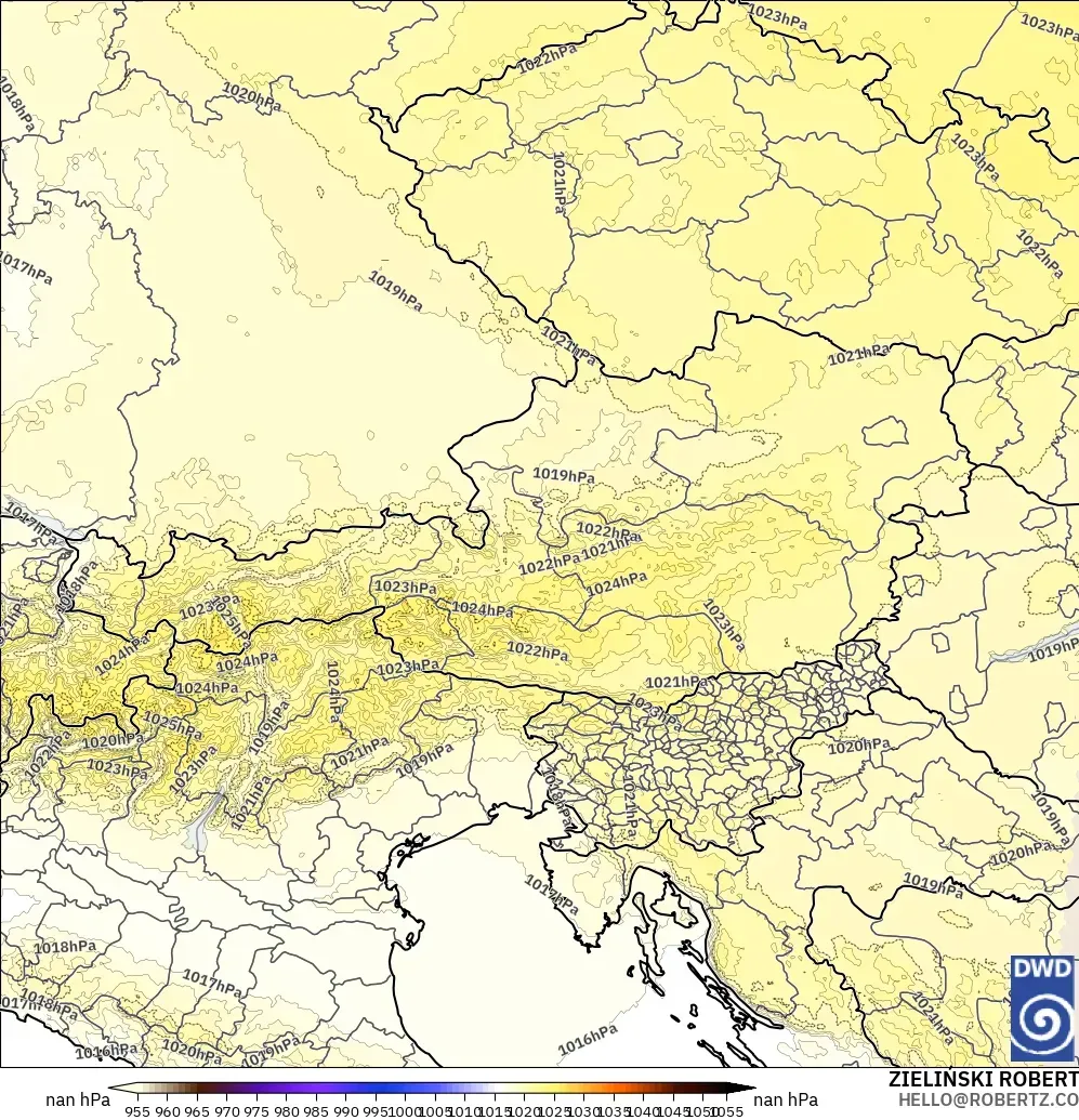 ICON Alemania 2 km modelo - Austria, Presión