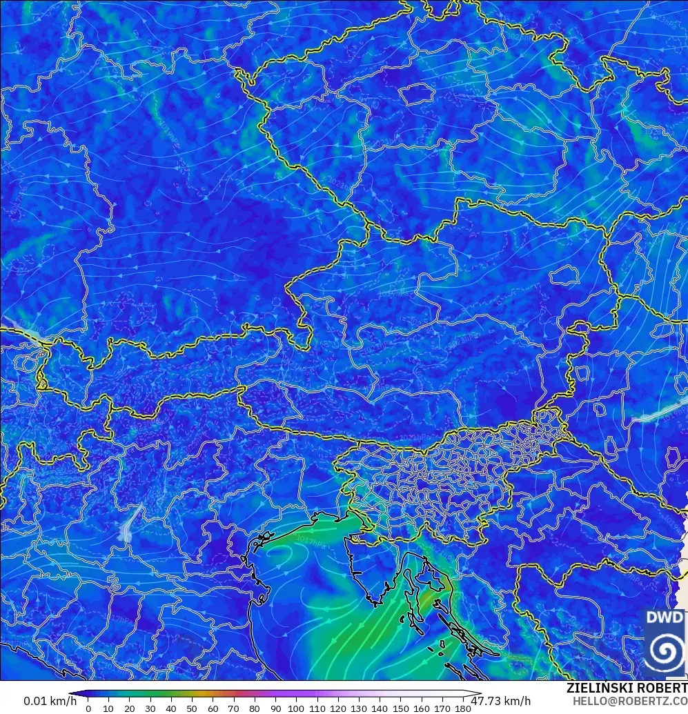 ICON Alemania 2 km modelo - Austria, Viento a 10 m