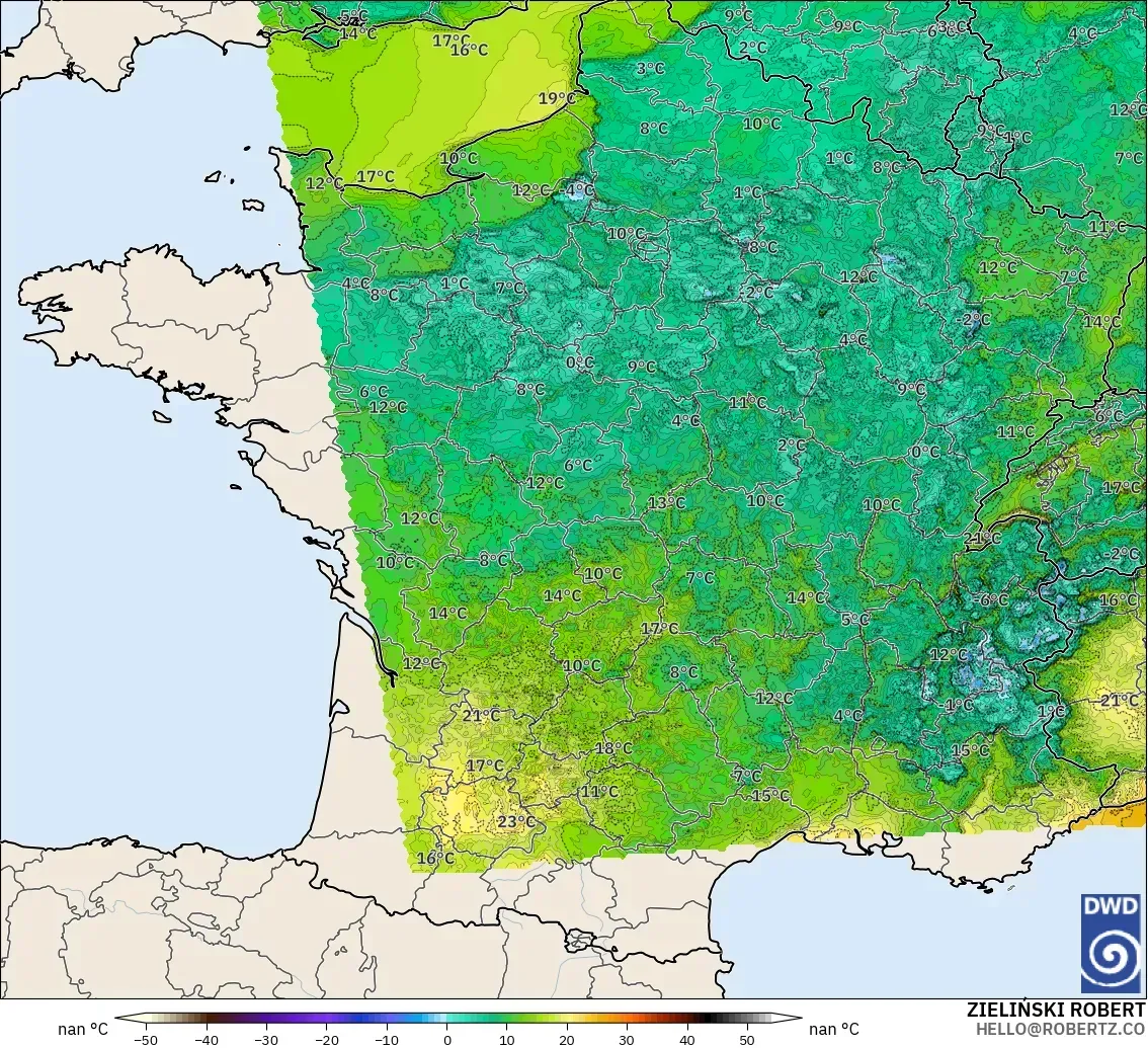 ICON Alemania 2 km modelo - Francia, Punto de rocío a 2 m
