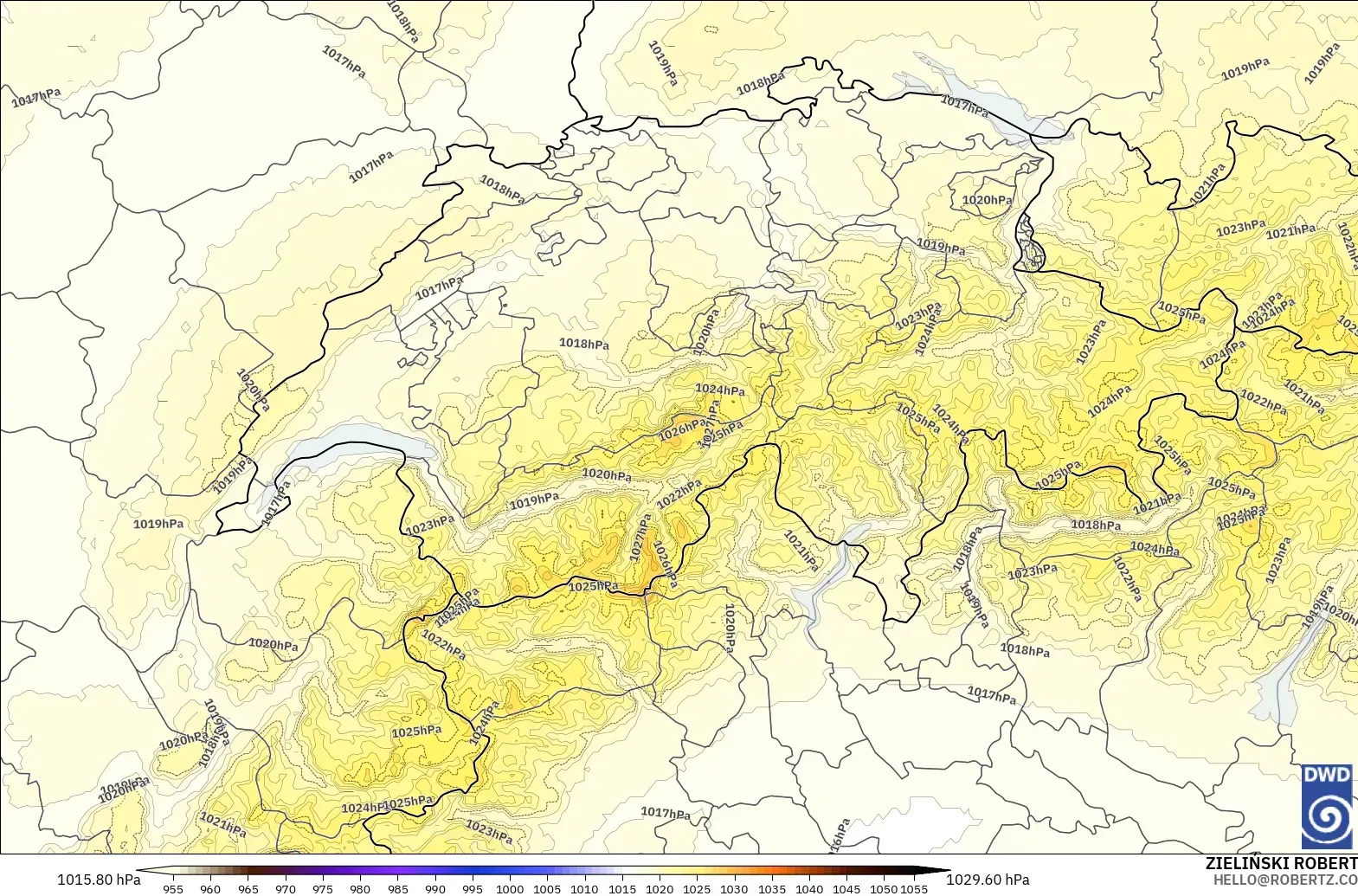ICON Alemania 2 km modelo - Suiza, Presión