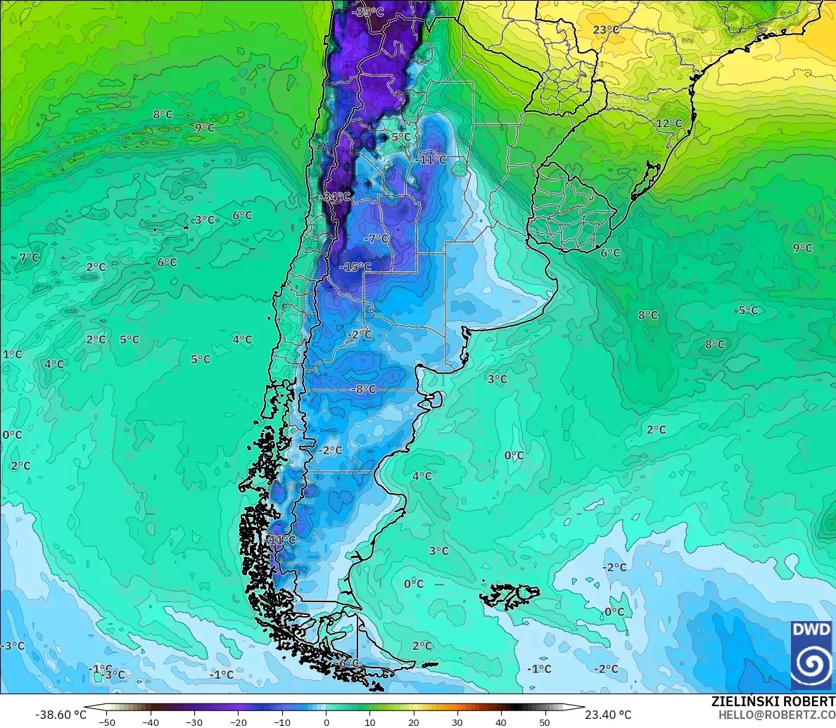 ICON modelo - Argentina, Punto de rocío a 2 m