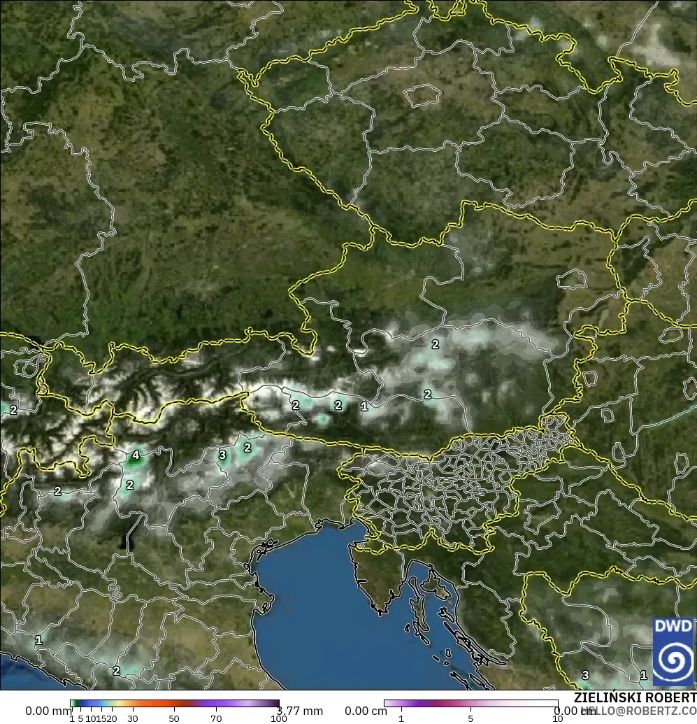 ICON modelo - Austria, Precipitación, nubes y presión