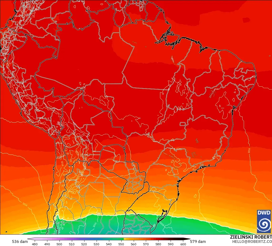 ICON modelo - Brasil, Altura geopotencial a 500 hPa