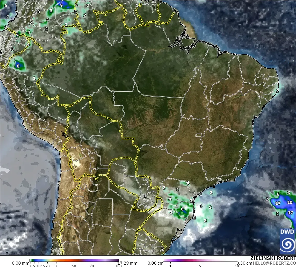 ICON modelo - Brasil, Precipitación, nubes y presión