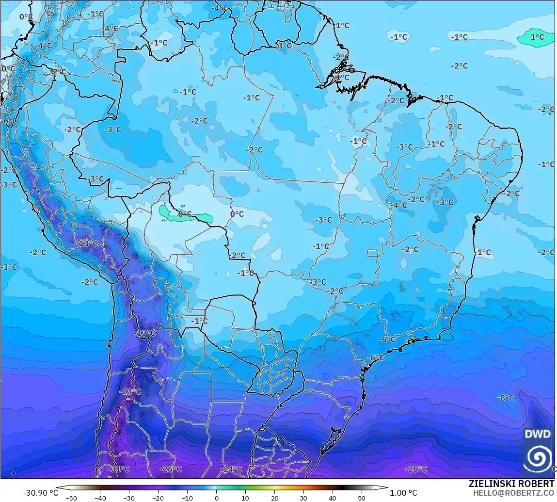 ICON modelo - Brasil, Temperatura a 500 hPa