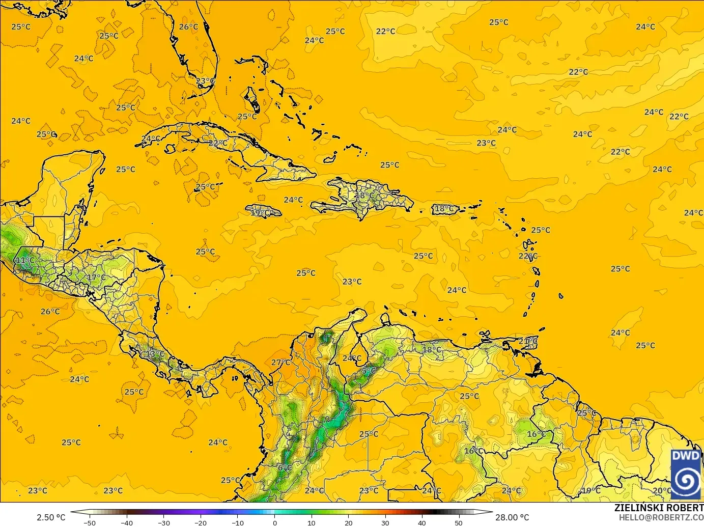 ICON modelo - Caribe, Punto de rocío a 2 m