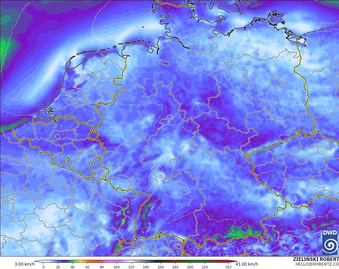 ICON modelo - Alemania, Ráfagas de Viento Máximas