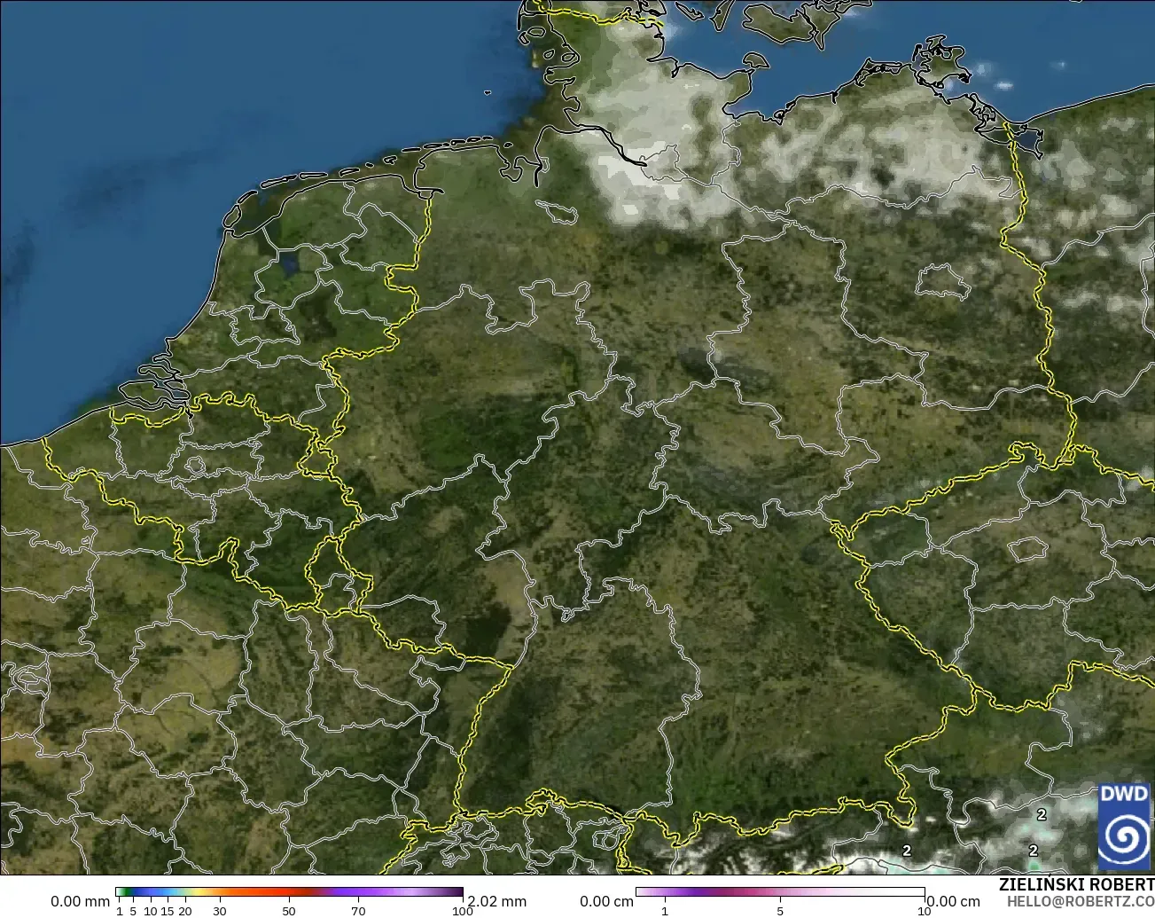 ICON modelo - Alemania, Precipitación, nubes y presión