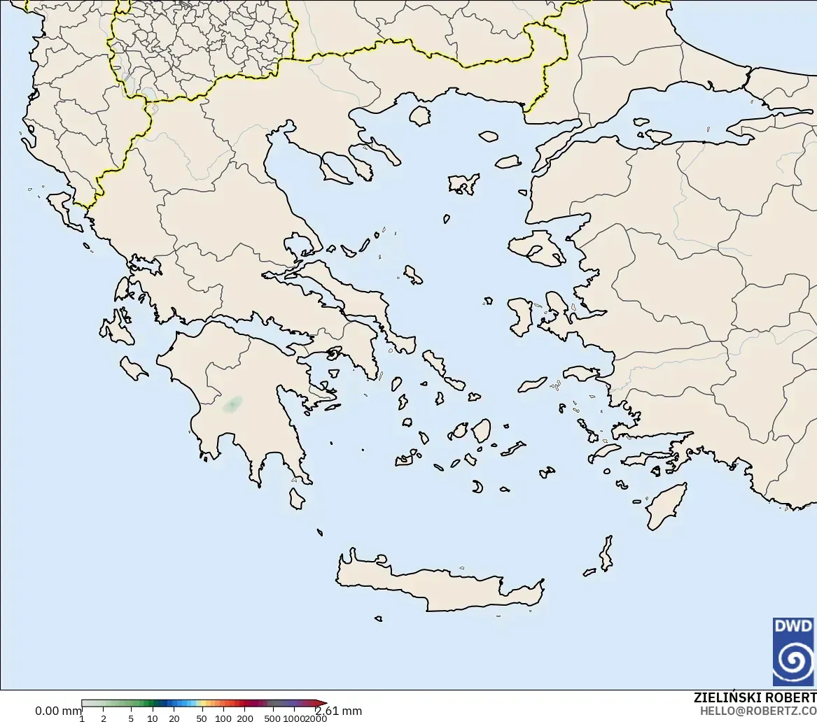 ICON modelo - Grecia, Acumulación de precipitación