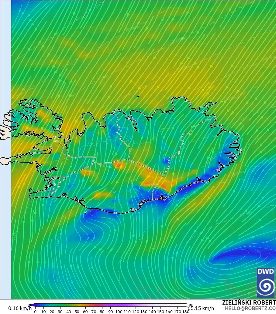 ICON modelo - Islandia, Viento a 10 m