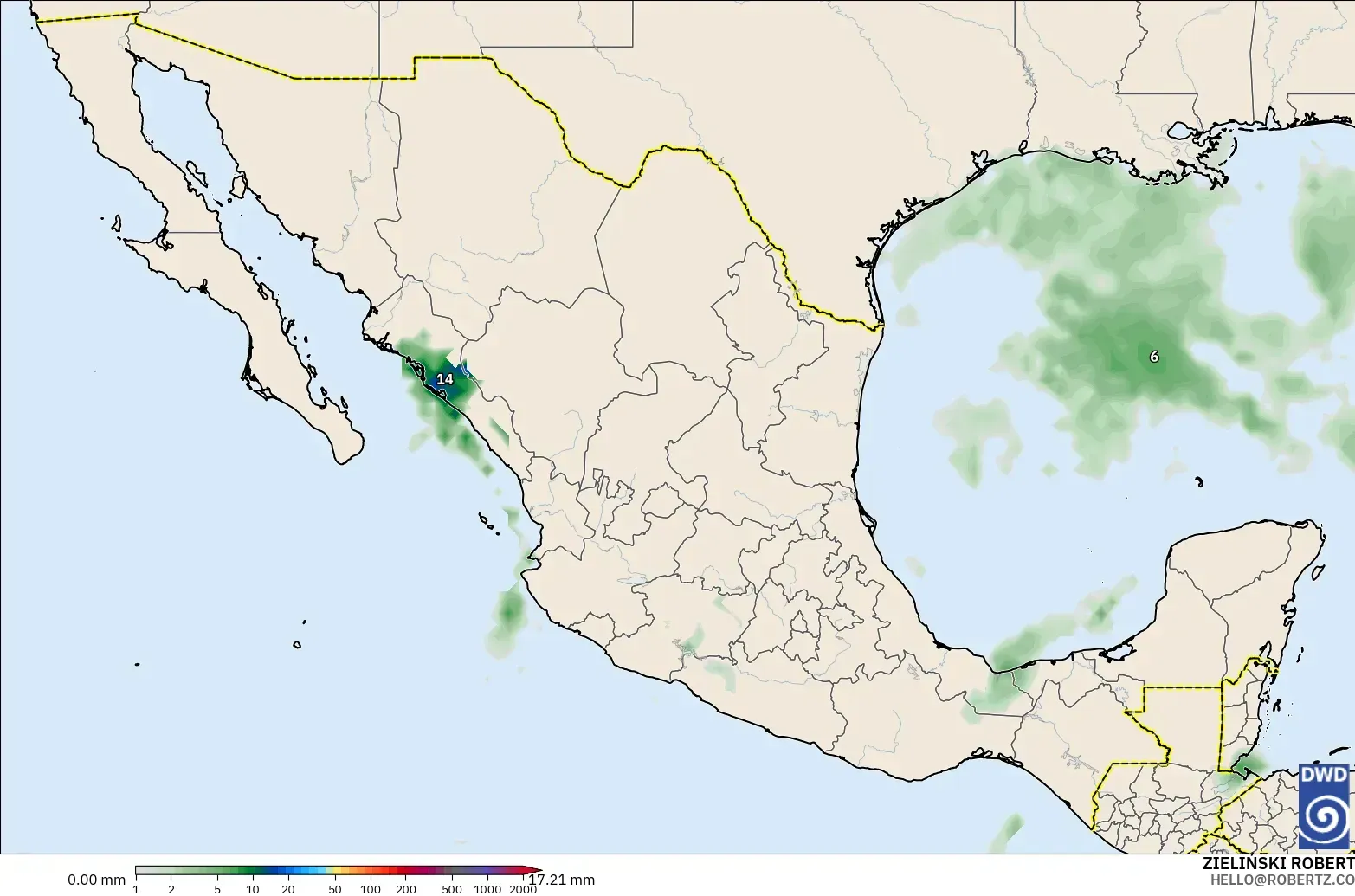 ICON modelo - México, Acumulación de precipitación