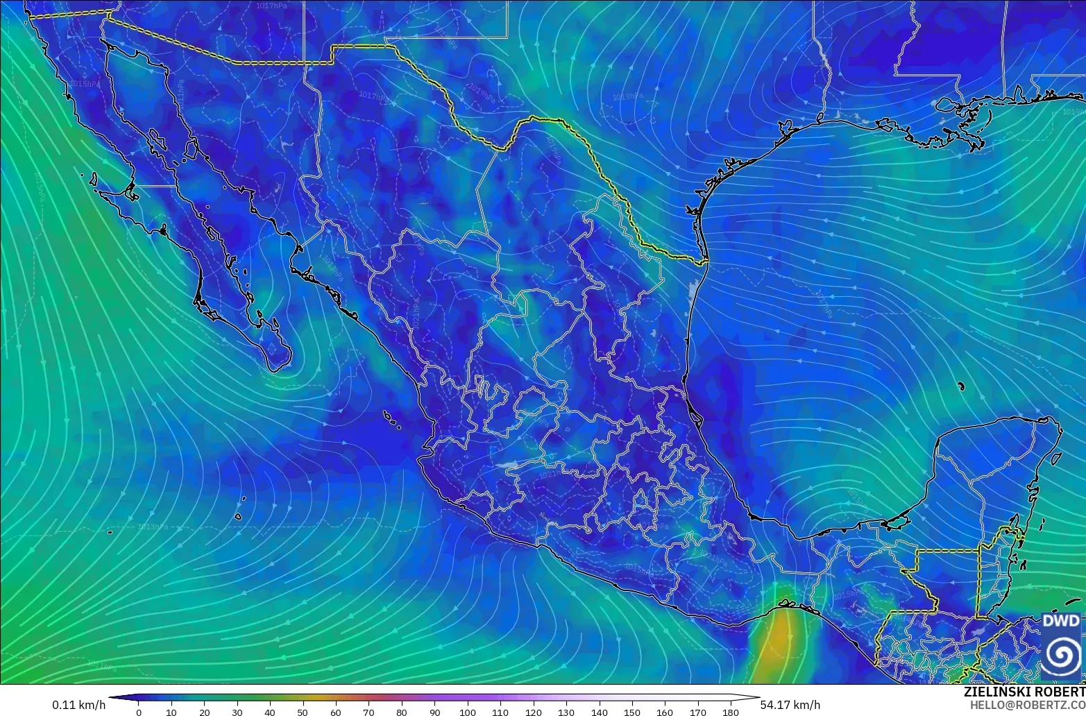 ICON modelo - México, Viento a 10 m