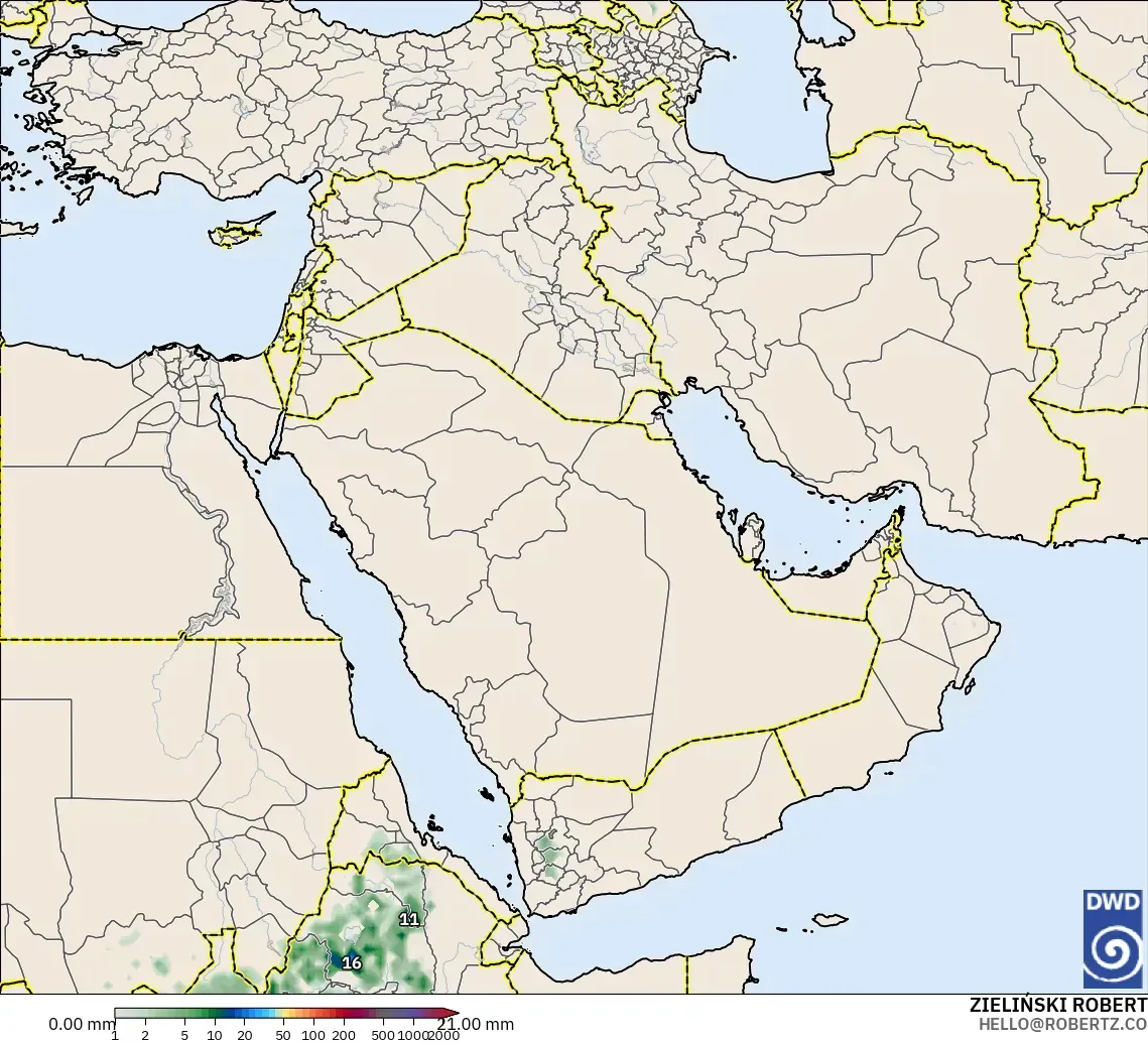 ICON modelo - Oriente Medio, Acumulación de precipitación