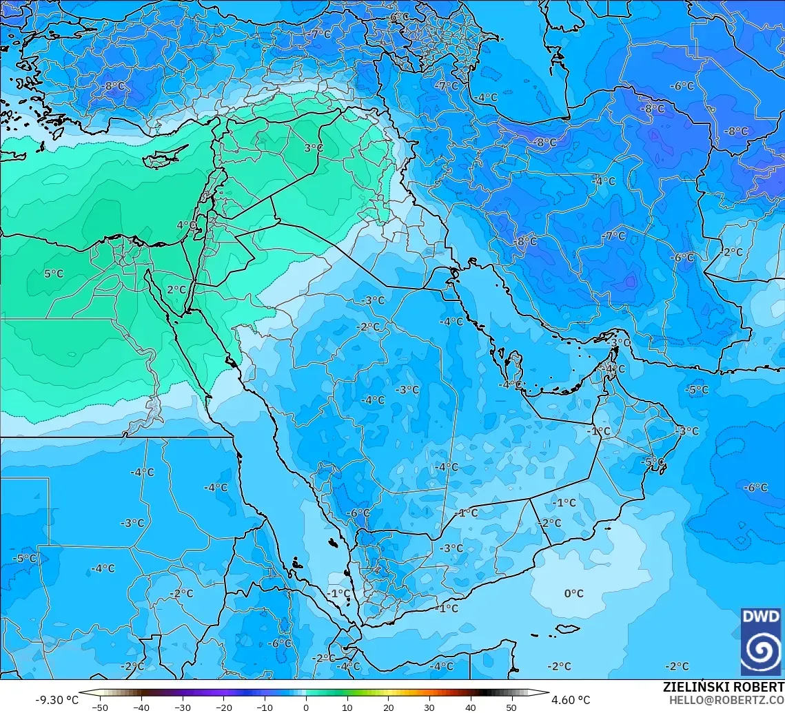 ICON modelo - Oriente Medio, Temperatura a 500 hPa