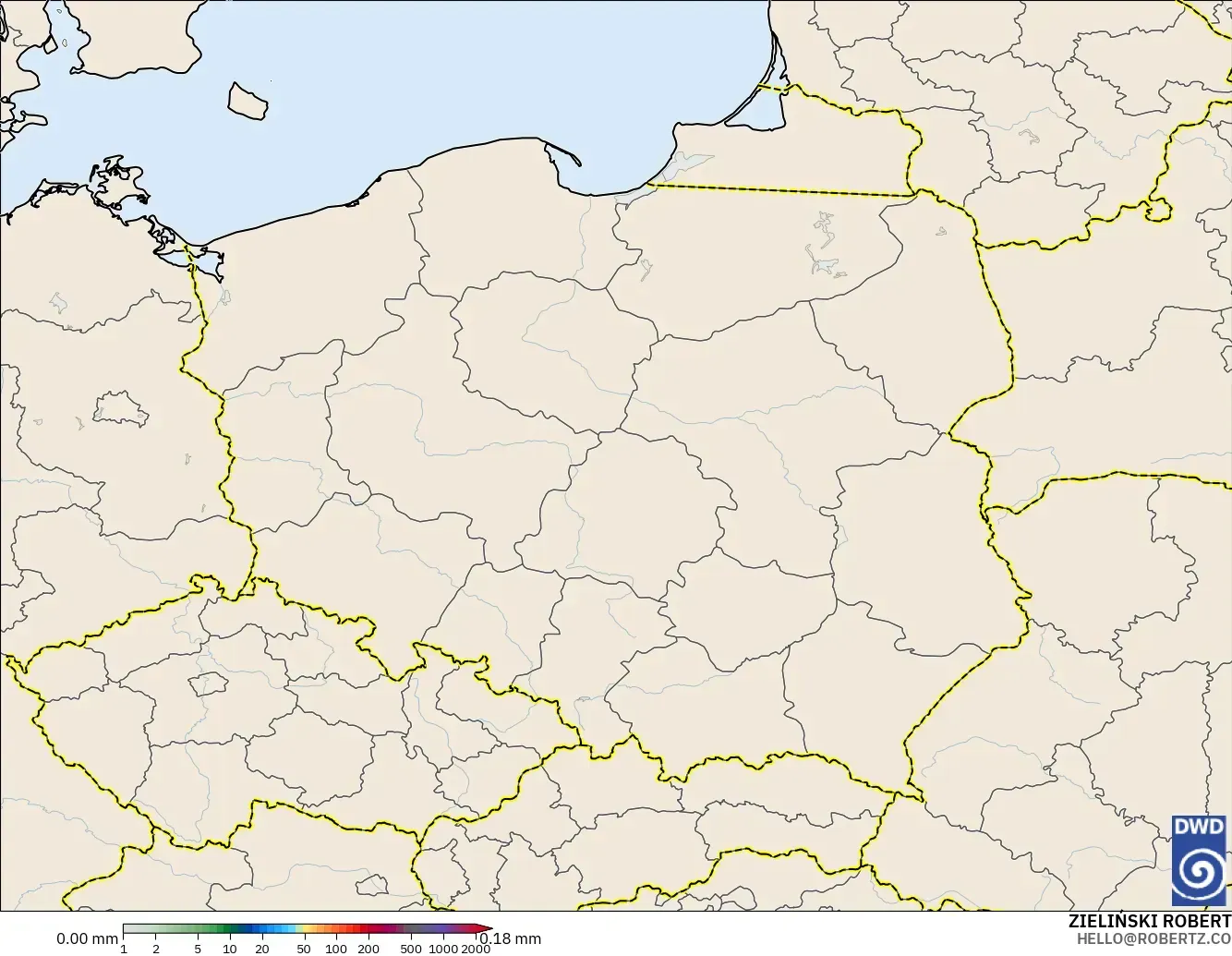 ICON modelo - Polonia, Acumulación de precipitación