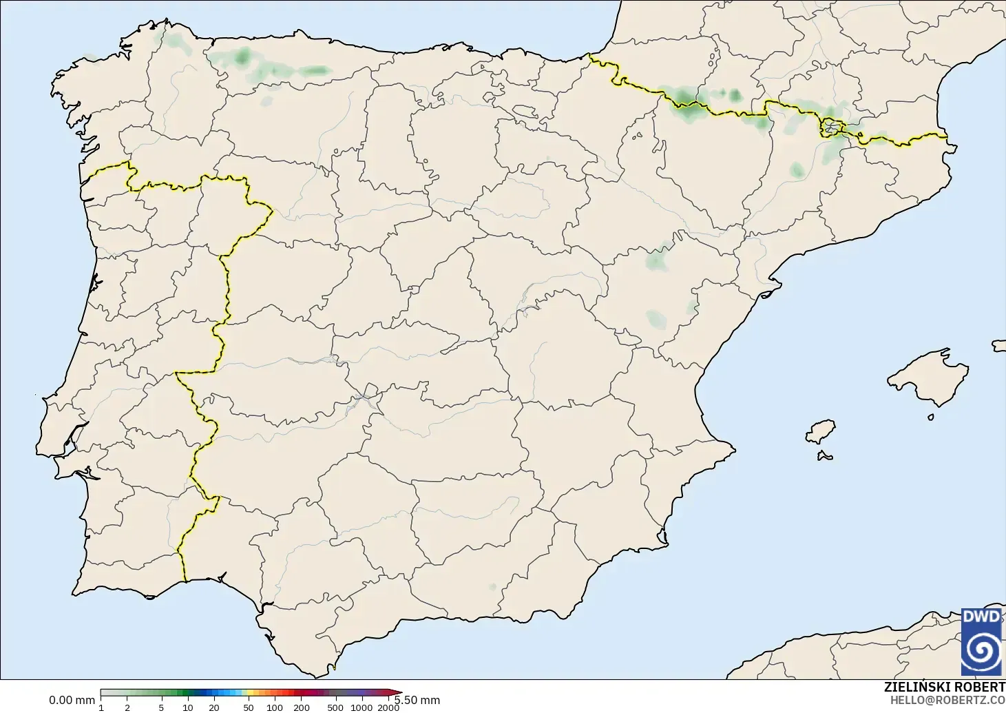 ICON modelo - España, Acumulación de precipitación