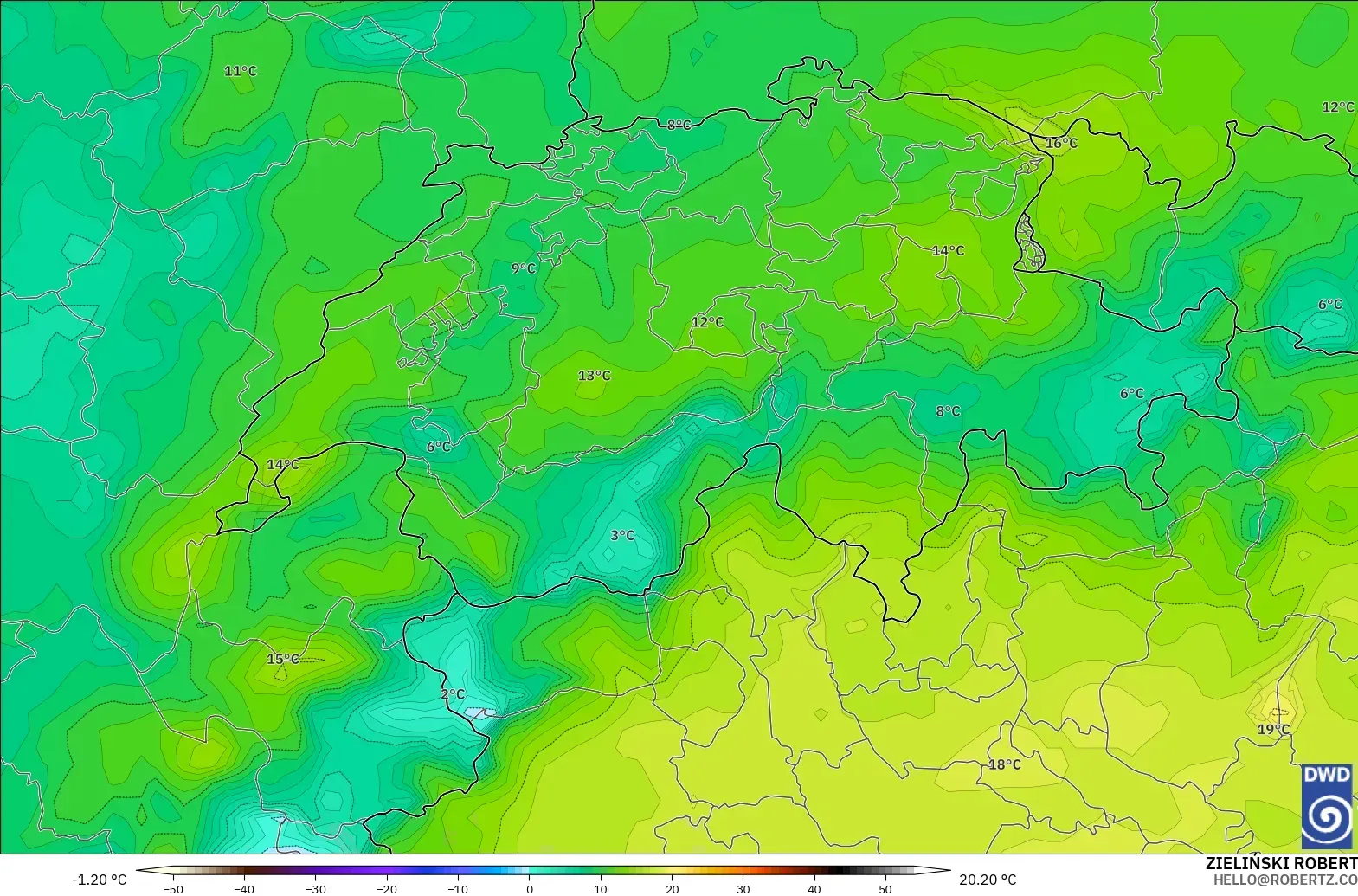 ICON modelo - Suiza, Punto de rocío a 2 m
