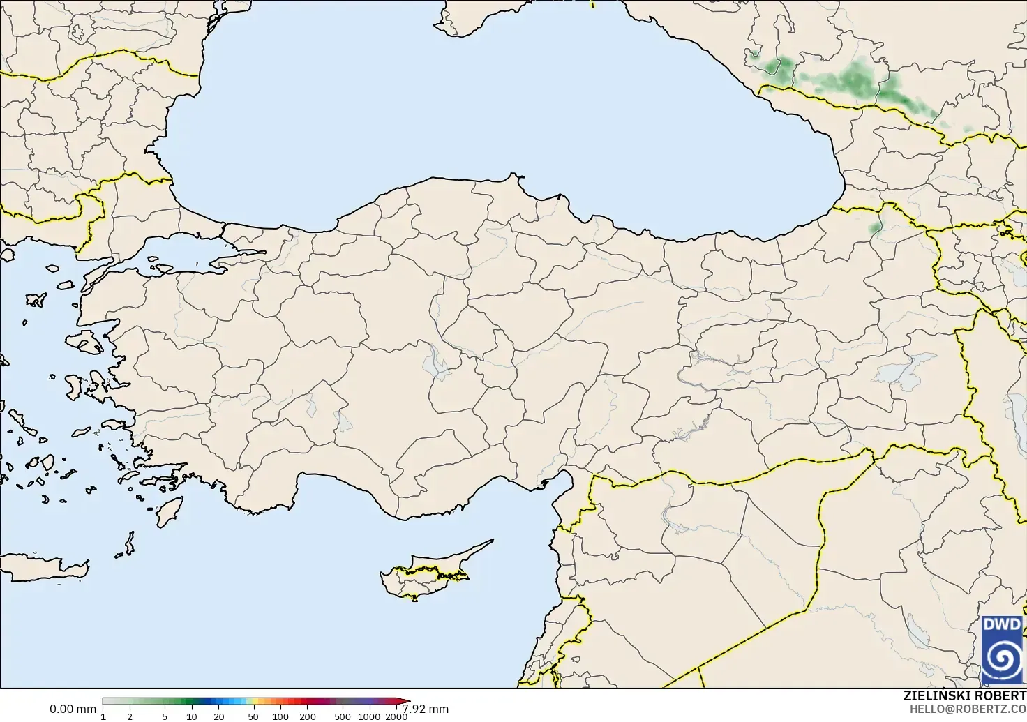 ICON modelo - Turquía, Acumulación de precipitación