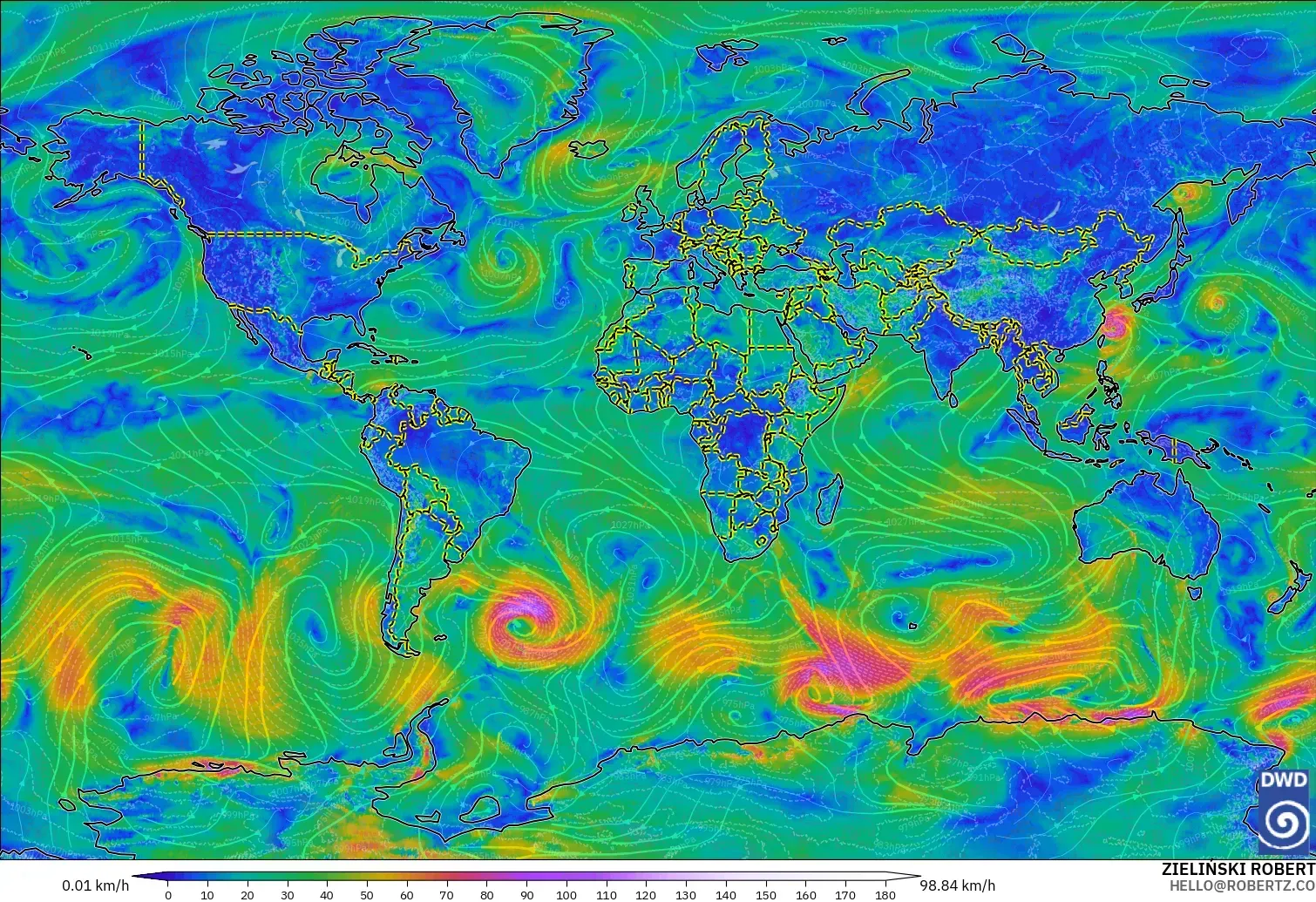 ICON modelo - Mundo, Viento a 10 m