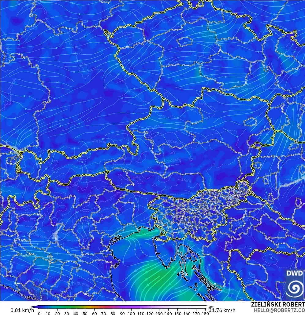 ICON modelo - Austria, Viento a 10 m