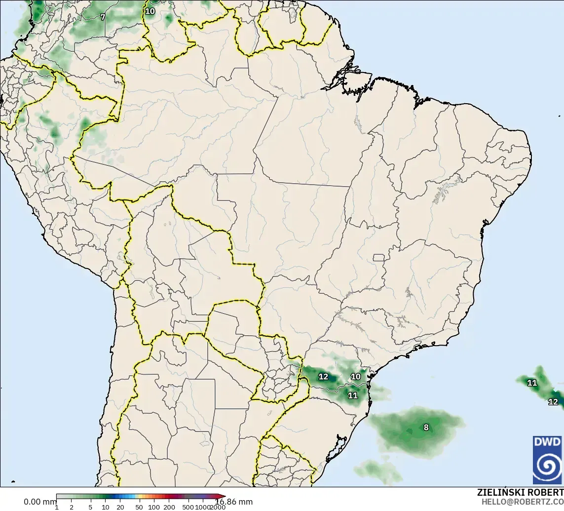 ICON modelo - Brasil, Acumulación de precipitación