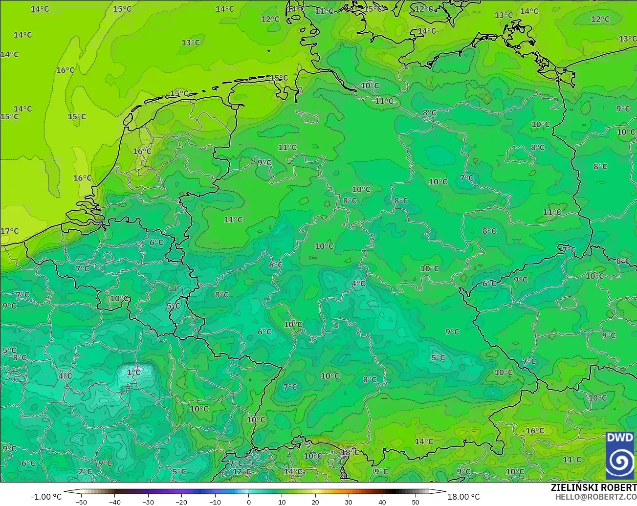 ICON modelo - Alemania, Punto de rocío a 2 m