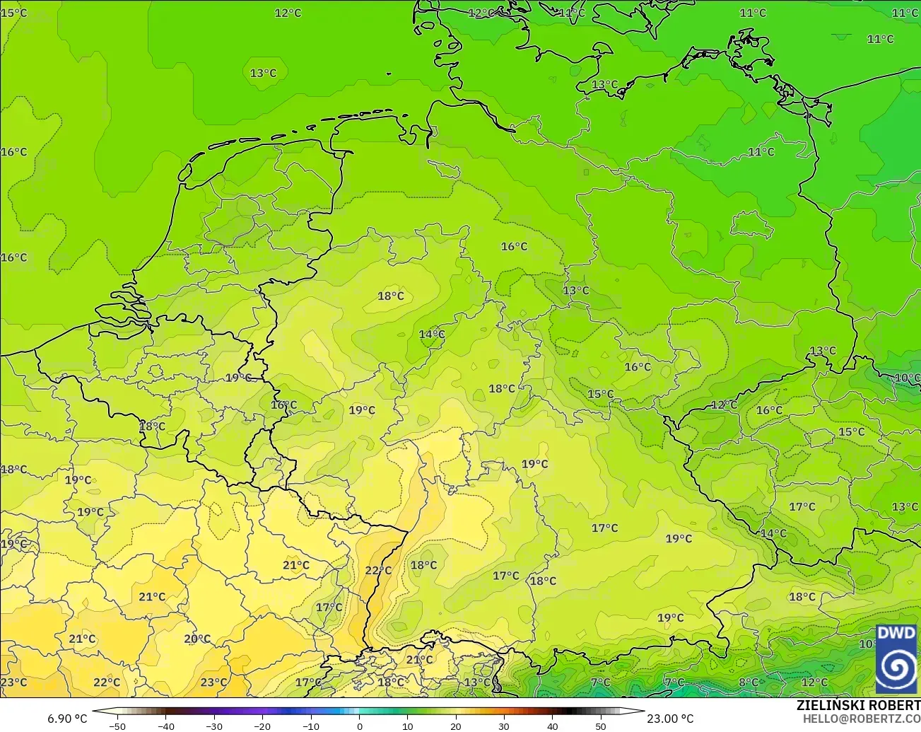 ICON modelo - Alemania, Temperatura a 850 hPa