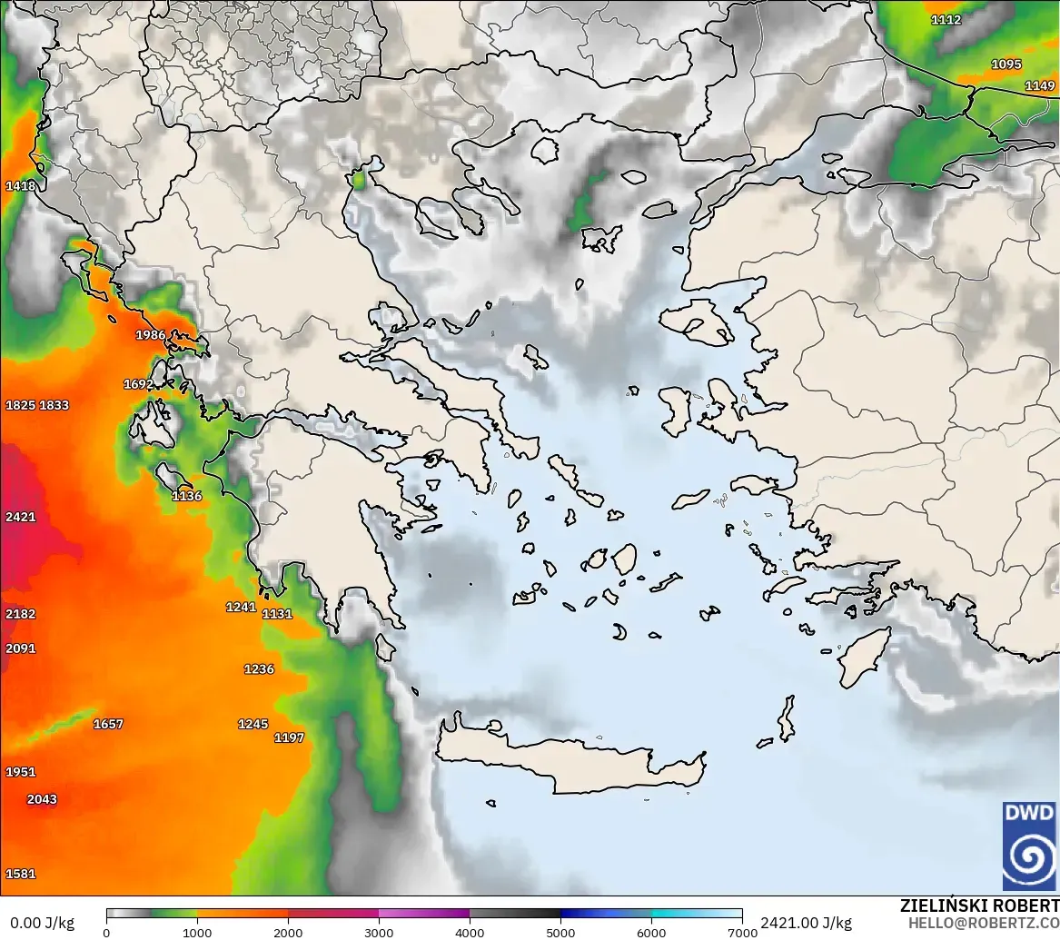 ICON modelo - Grecia, CAPE