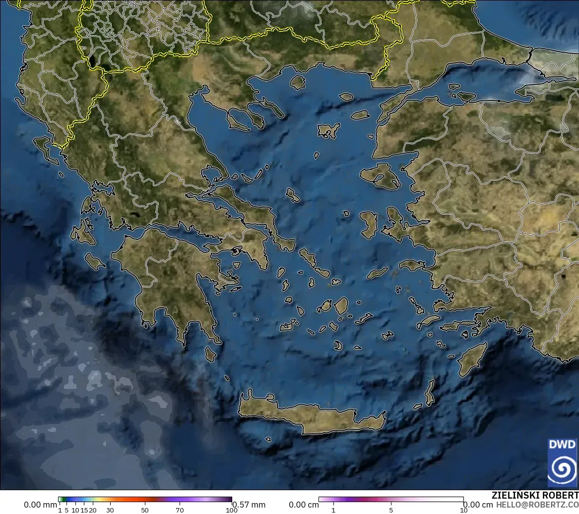 ICON modelo - Grecia, Precipitación, nubes y presión