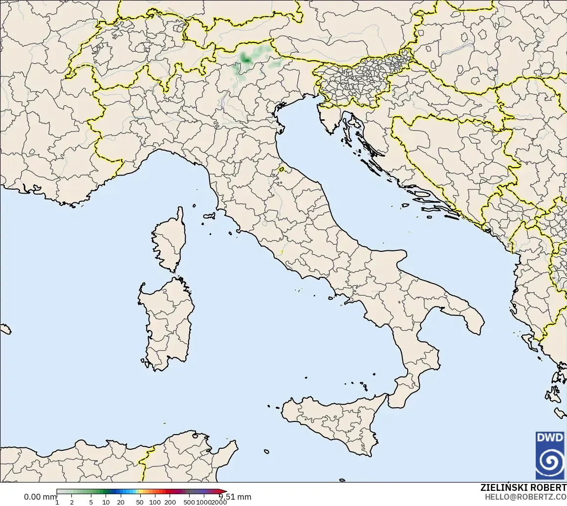 ICON modelo - Italia, Acumulación de precipitación