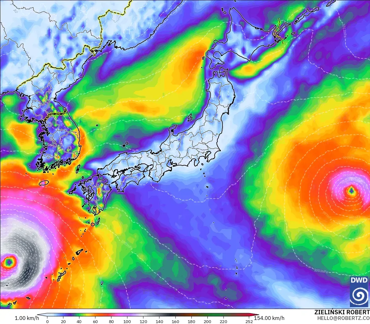 ICON modelo - Japón, Ráfagas de viento