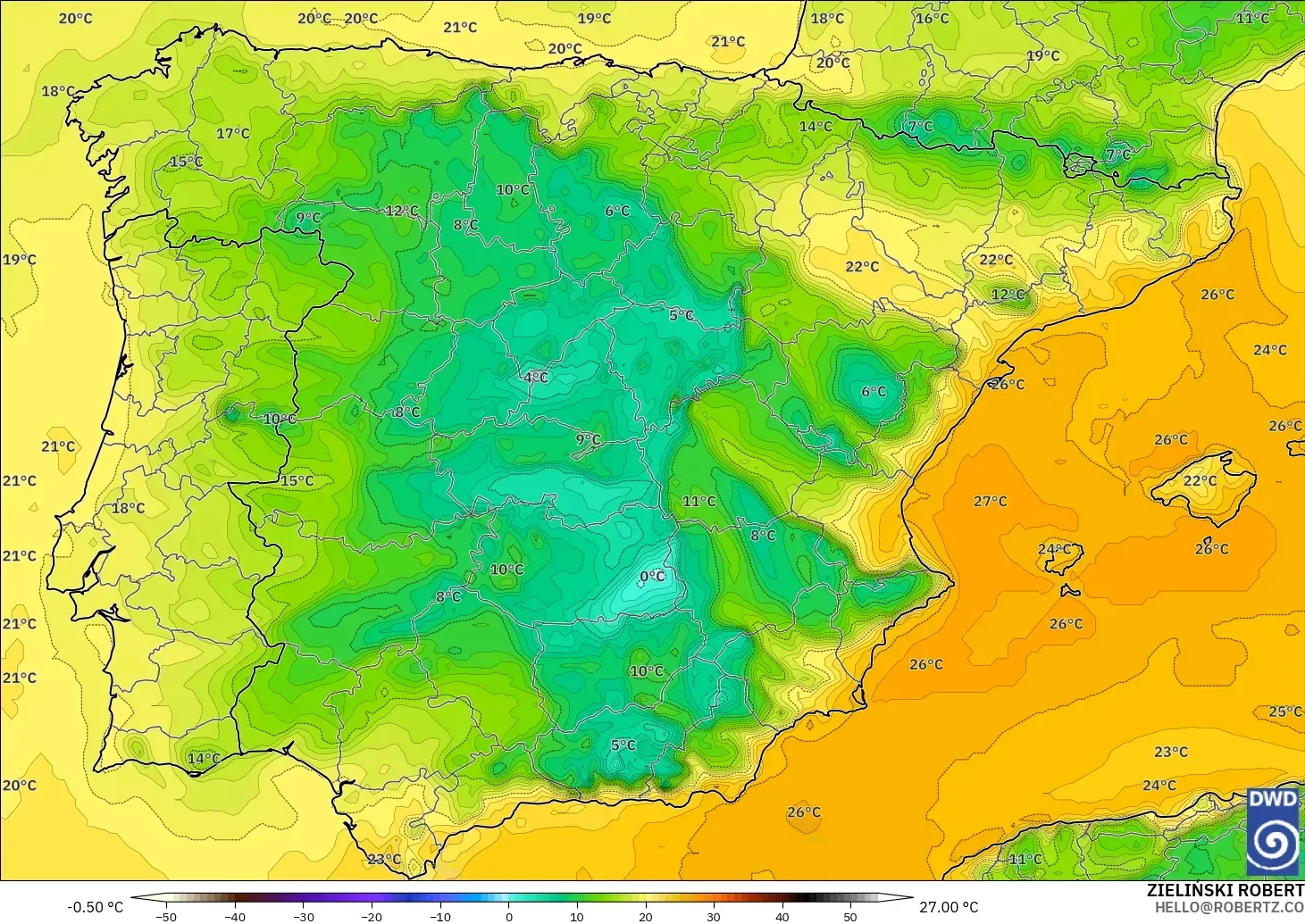 ICON modelo - España, Punto de rocío a 2 m