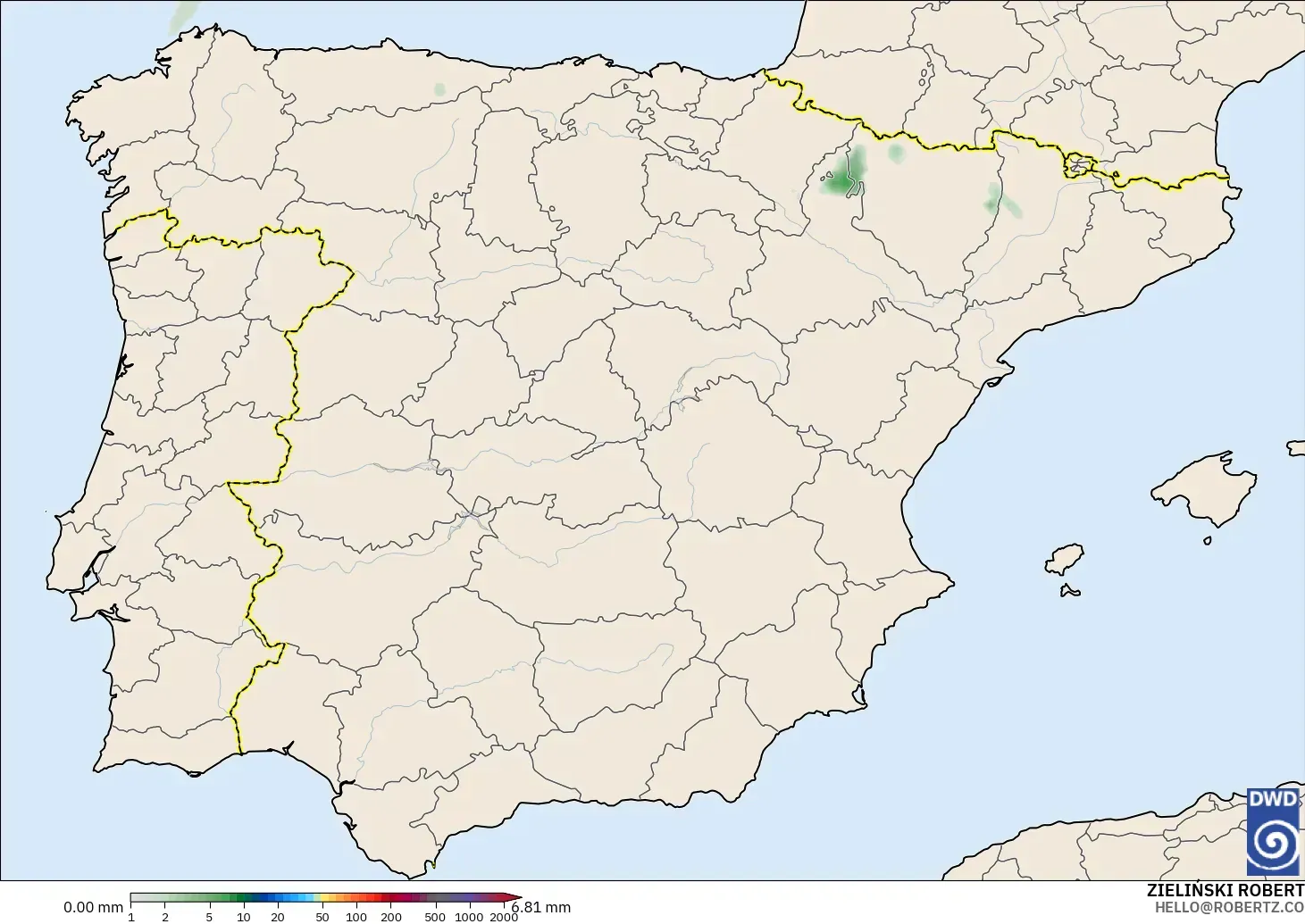 ICON modelo - España, Acumulación de precipitación