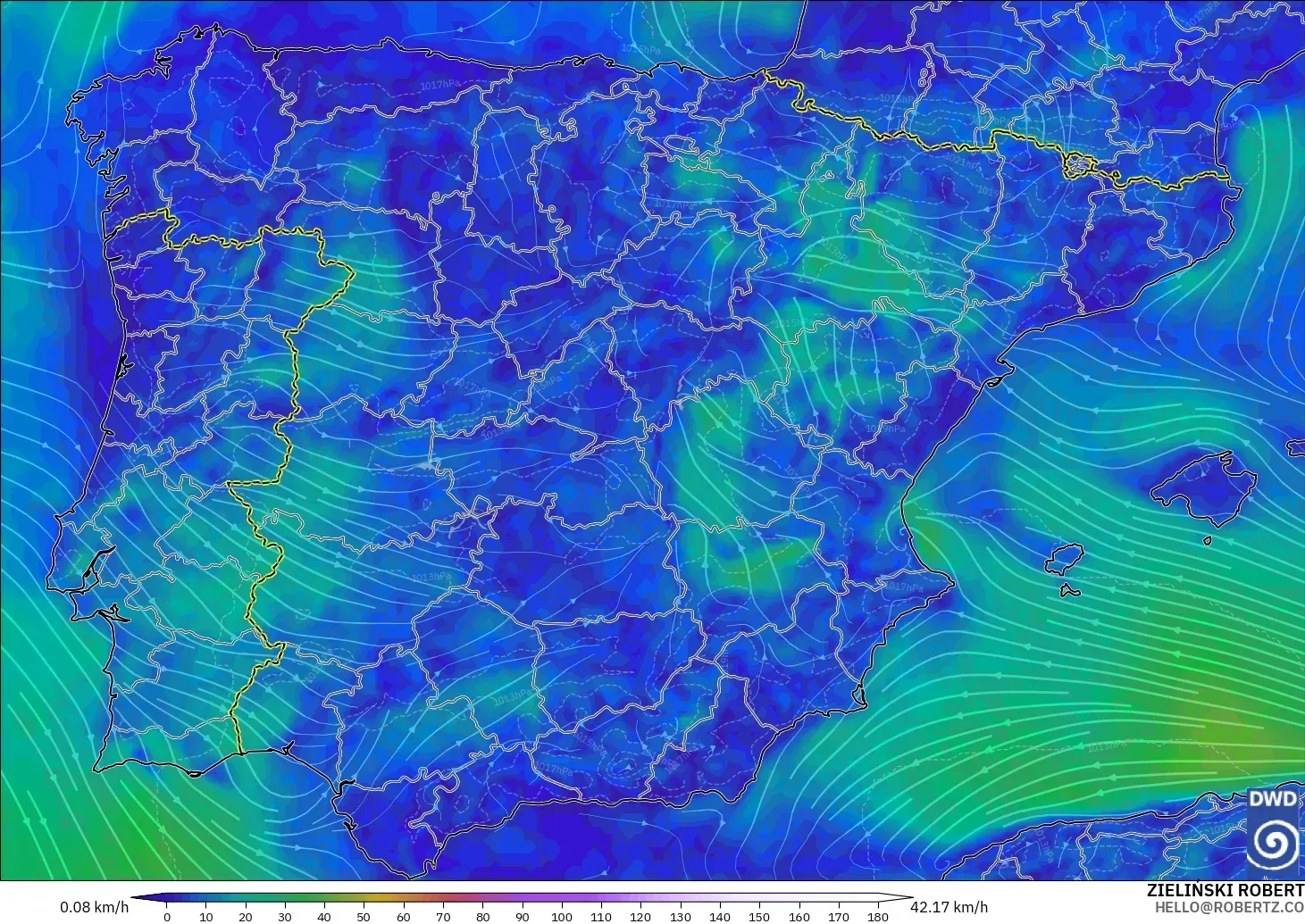 ICON modelo - España, Viento a 10 m